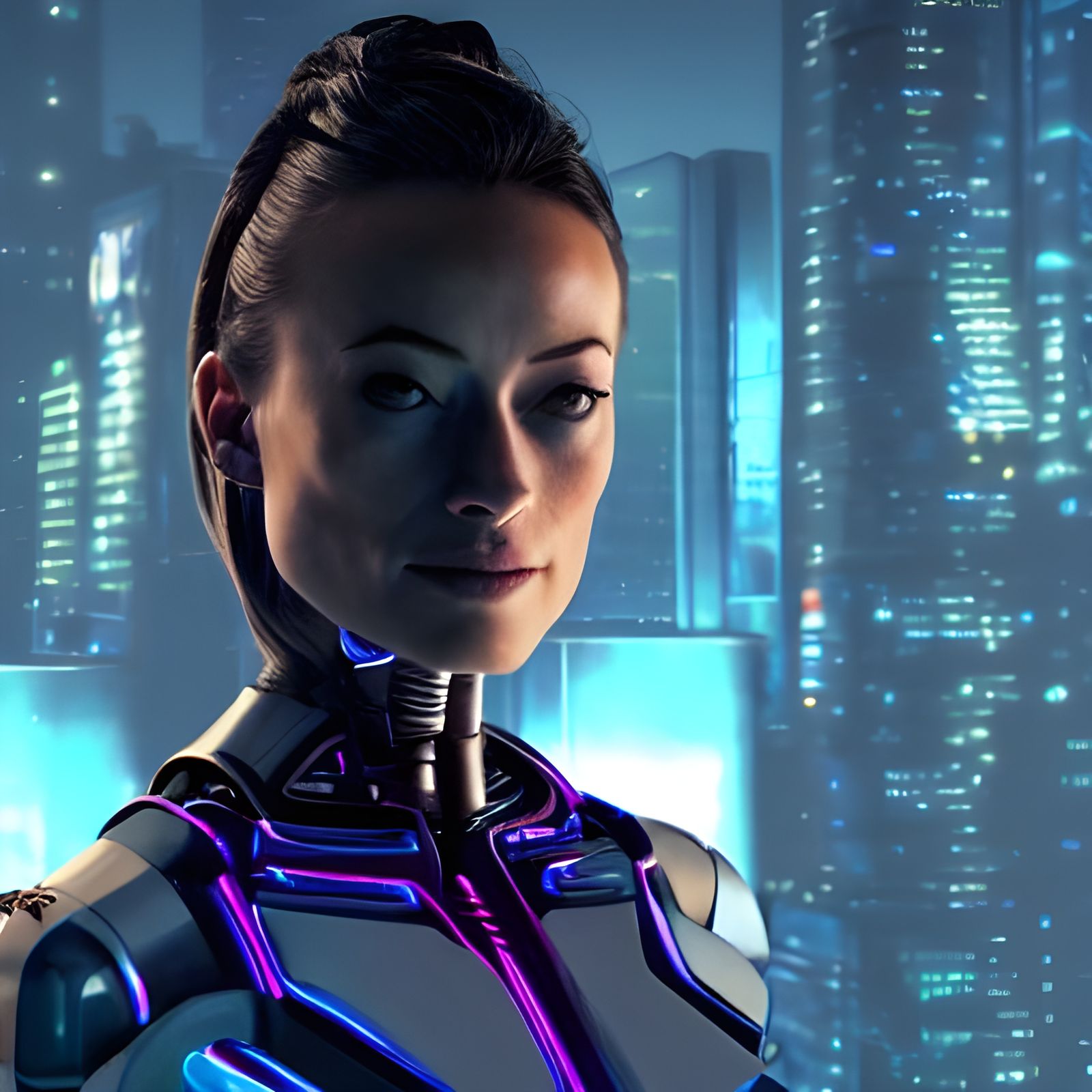 Cybernetic Android in Night City: 8K Cyberpunk Rendering