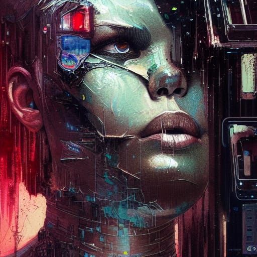 Futuristic Enforcer Portrait in Cyberpunk Style