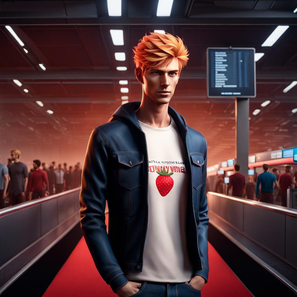 Strawberry-Blond Man in Airport, Detailed Matte Painting