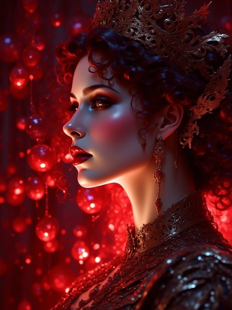 Edwardian Woman in Ruby Glow