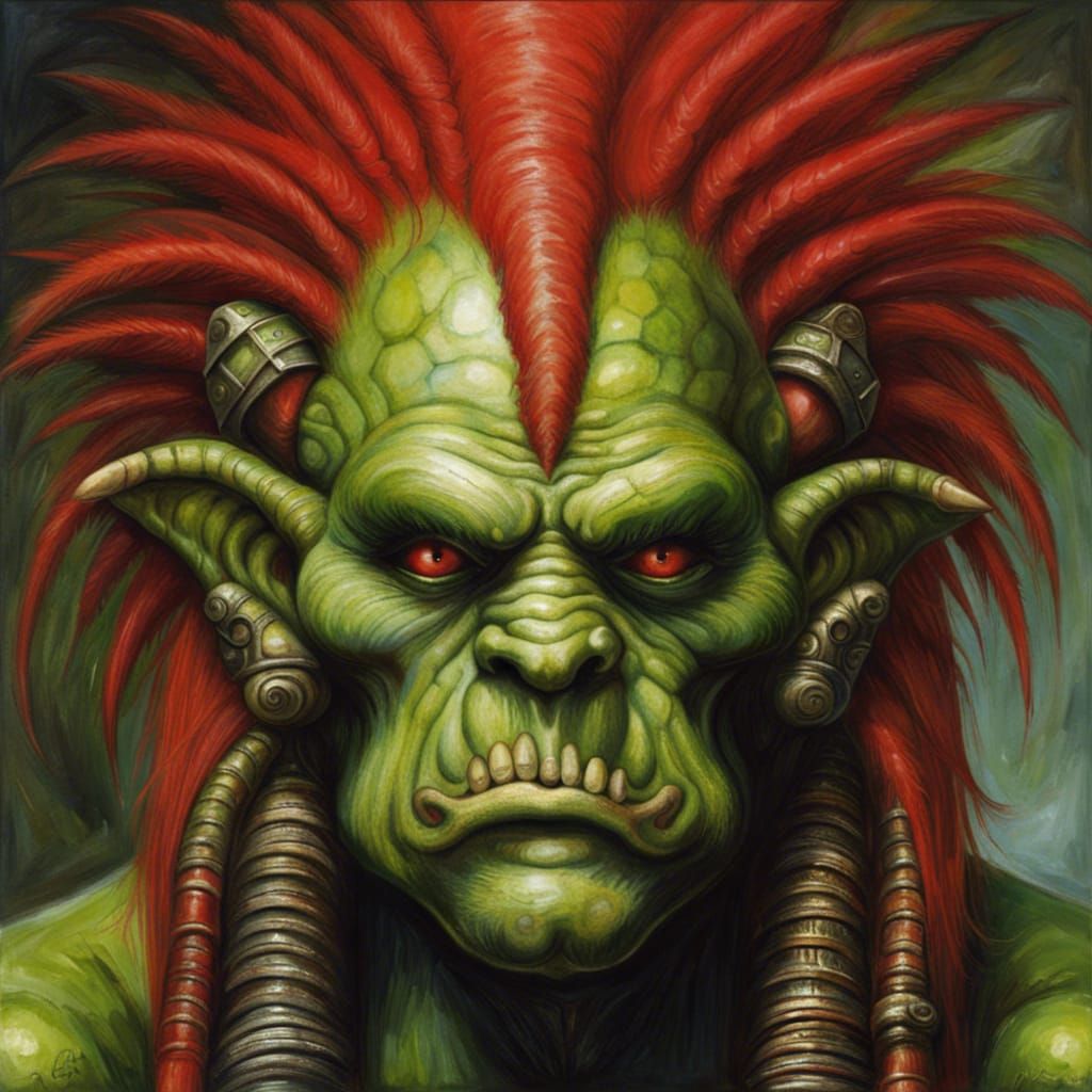 Warcraft Troll Portrait in Biomechanical Style