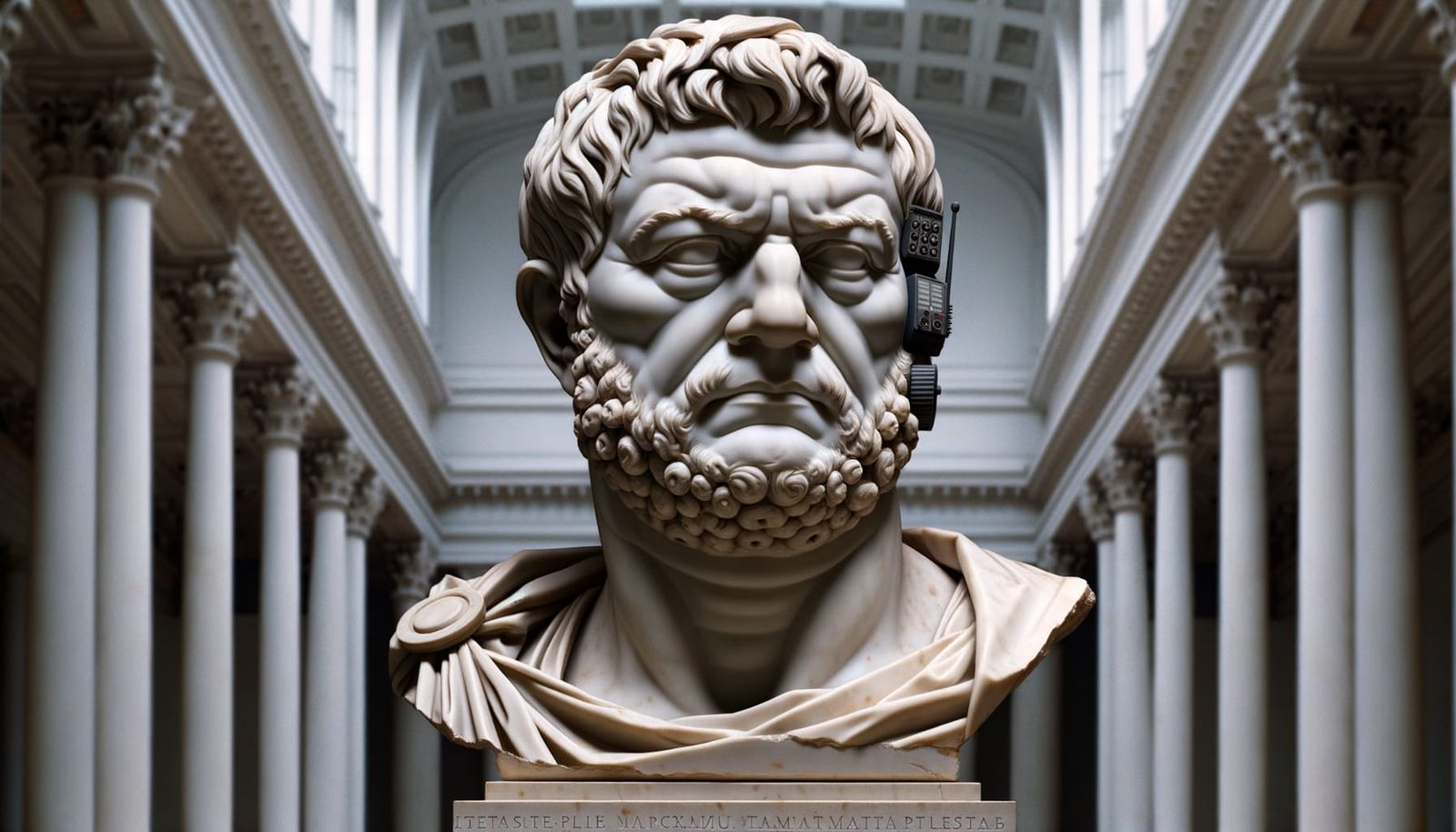Soviet Realism: Roman Senator Marble Bust with Comms