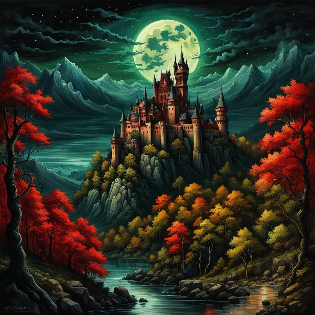 Dracula's Castle: A Dark Fantasy Illustration