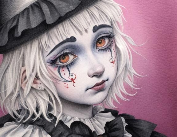 face of a pierrot clown,