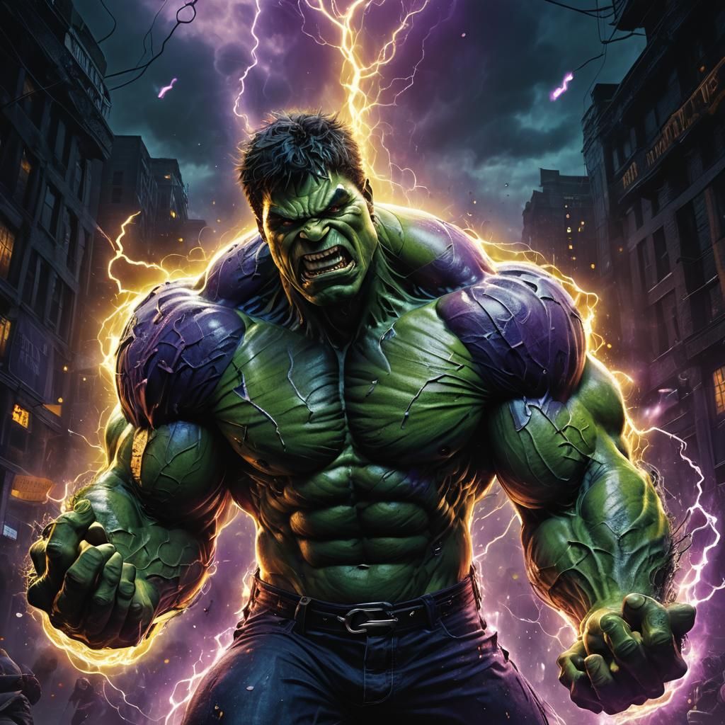 Mystical Hulk Radiating Aura in Dark Fantasy Realm