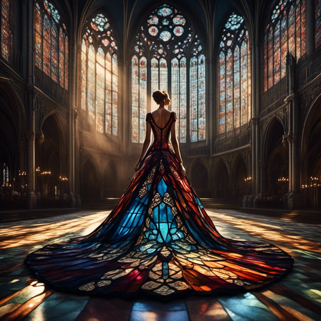 Stained Glass Haute Couture Dress in Cathedral Light