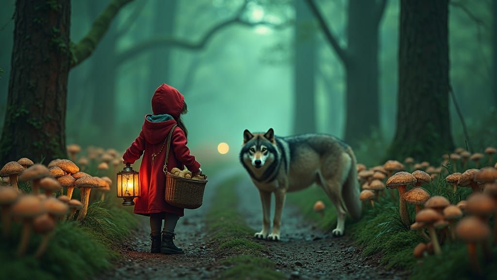 Mystical Forest Encounter with a Little Girl and a Majestic...