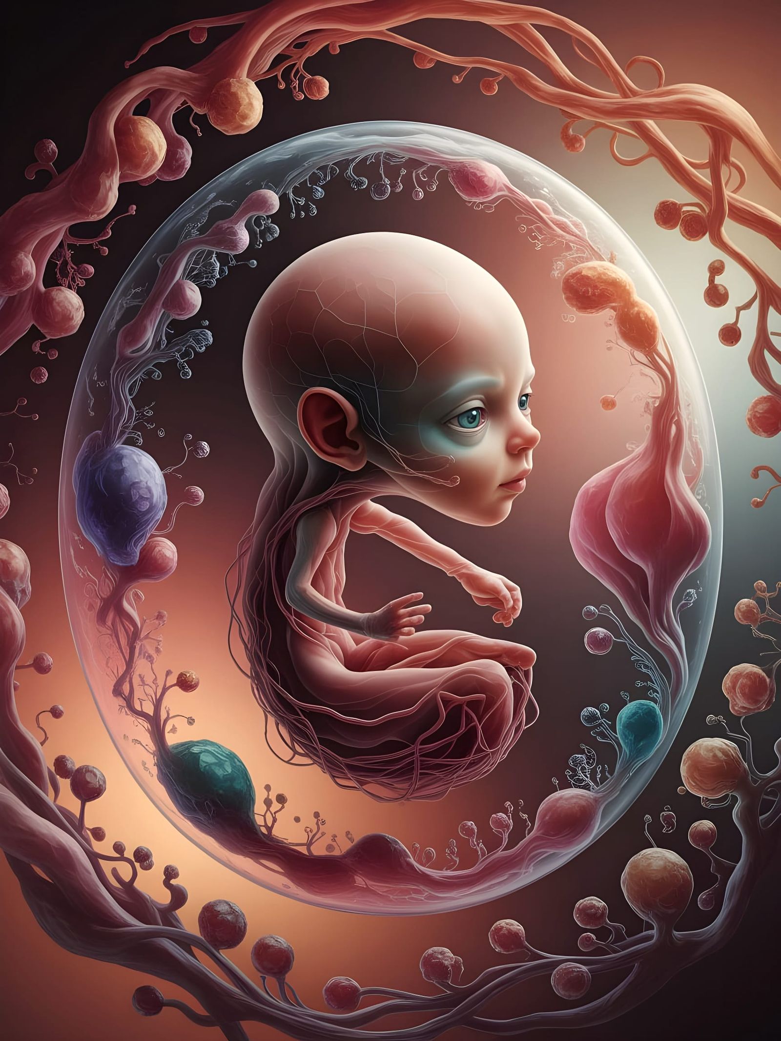 Ethereal Embryo in Surrealist Whimsy