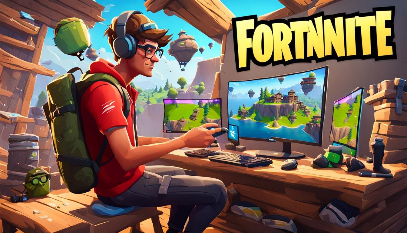 Focused Gamer Playing Fortnite