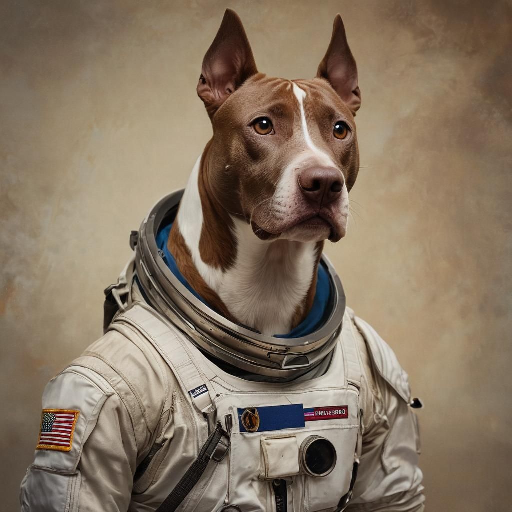 Dog Astronaut: Cinematic Portrait of a Pitbull Mix