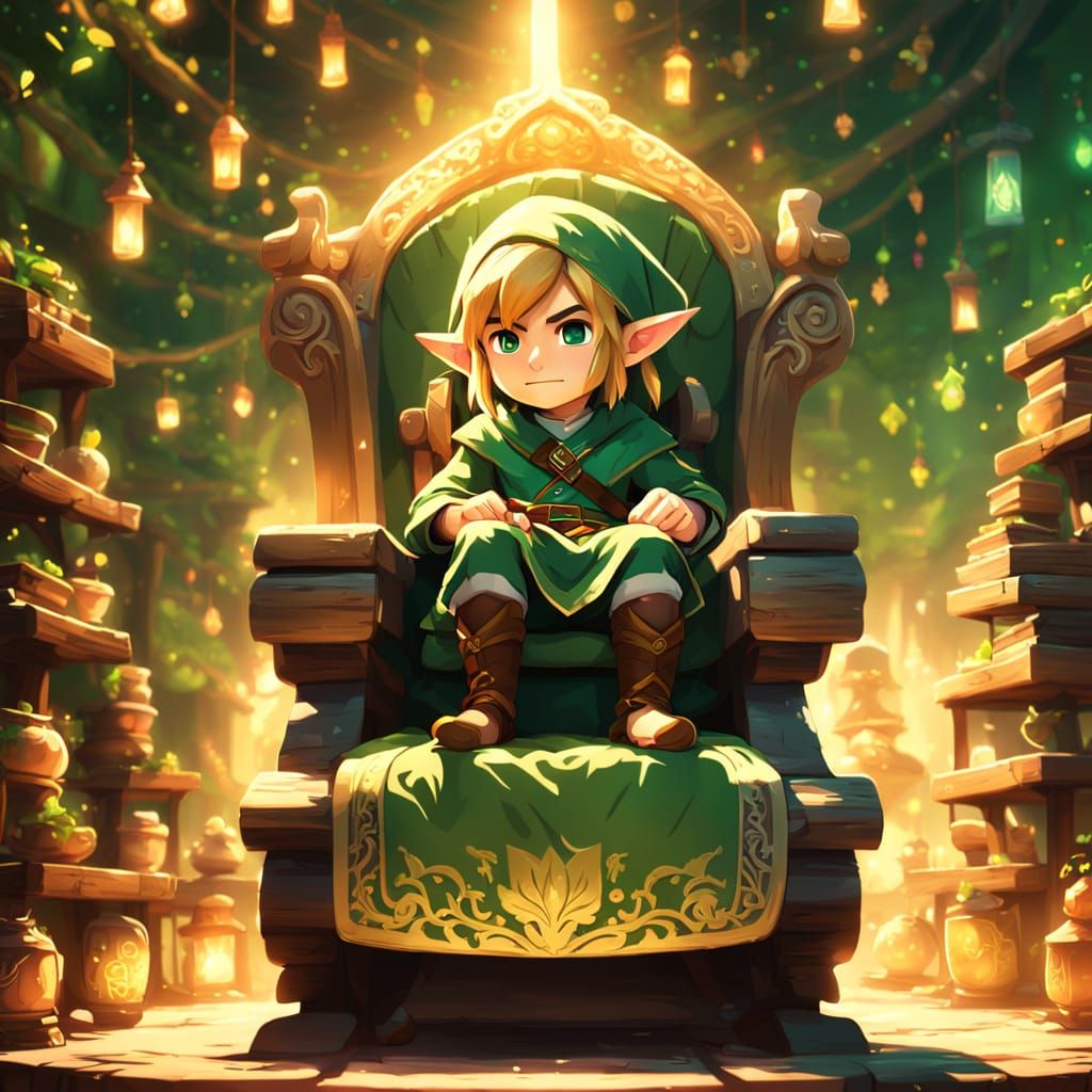 Chibi Link in Cozy Rocking Chair Concept Art