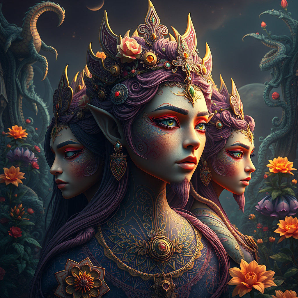 Fantasy Avatars in Lush Environment