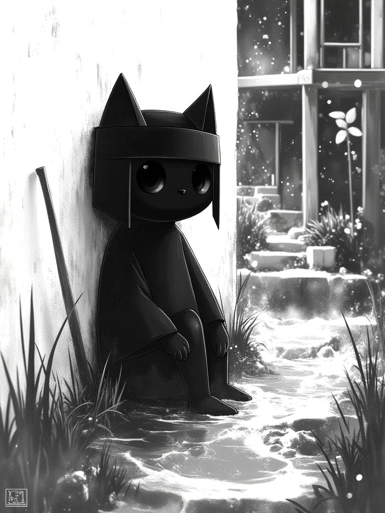 Surreal Black Cat Shadow Embodies Lurking Evil