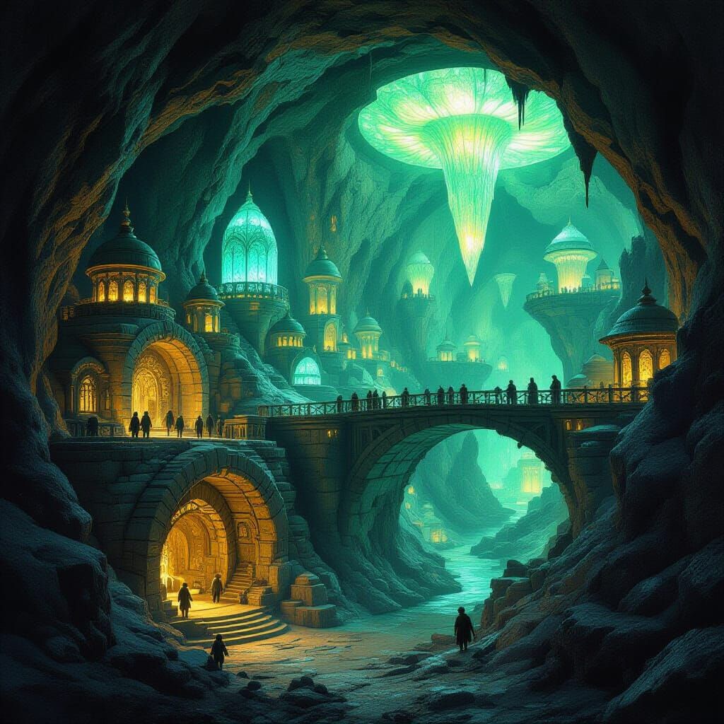 Underground Mole City: Crystal Caves and Fungal Lamps