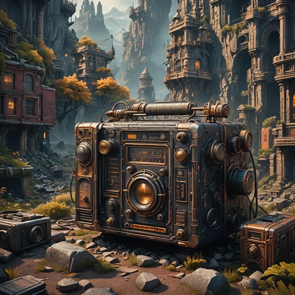 Detailed Radio Matte Painting in Deep Color