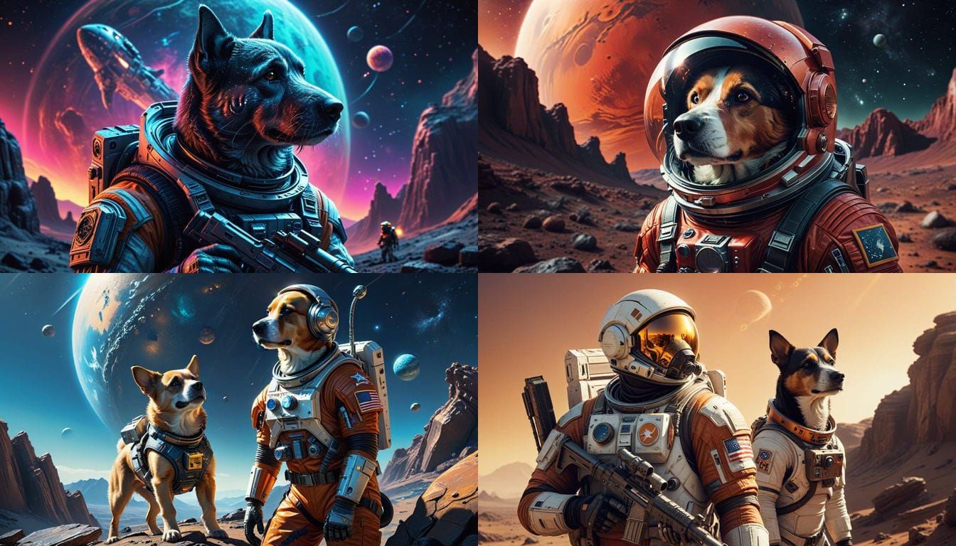 Lost Astronaut and Astro Dog on Alien Planet