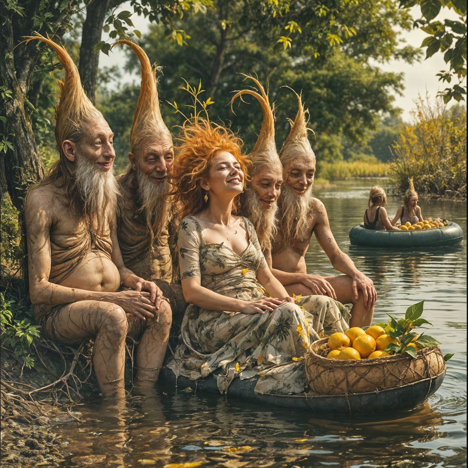 Surrealist Scene of Goults and a Ginger Haired Woman
