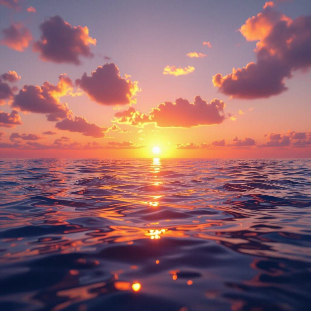 Breathtaking Sea Sunset with Golden Light