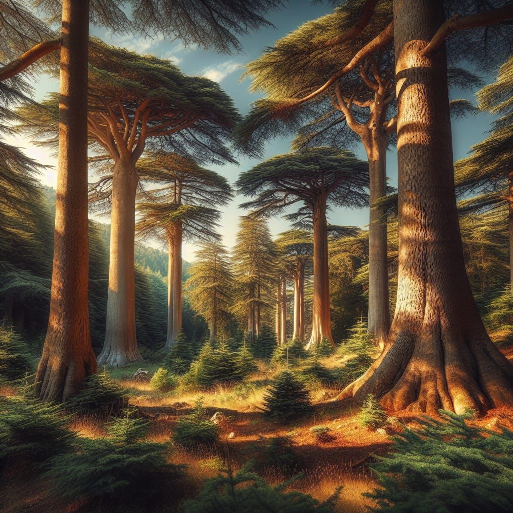 Picturesque Cedars of Lebanon Landscape in Sunlight