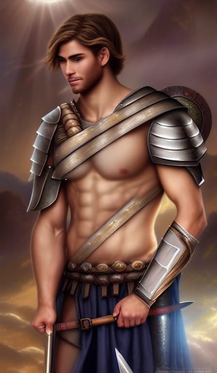 Ethereal Spartan Warrior in a Thomas Kinkade Style