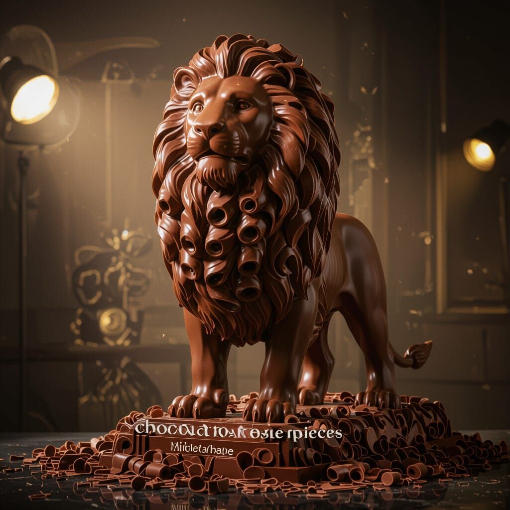 Majestic Chocolate Lion Sculpture in Luxury Style