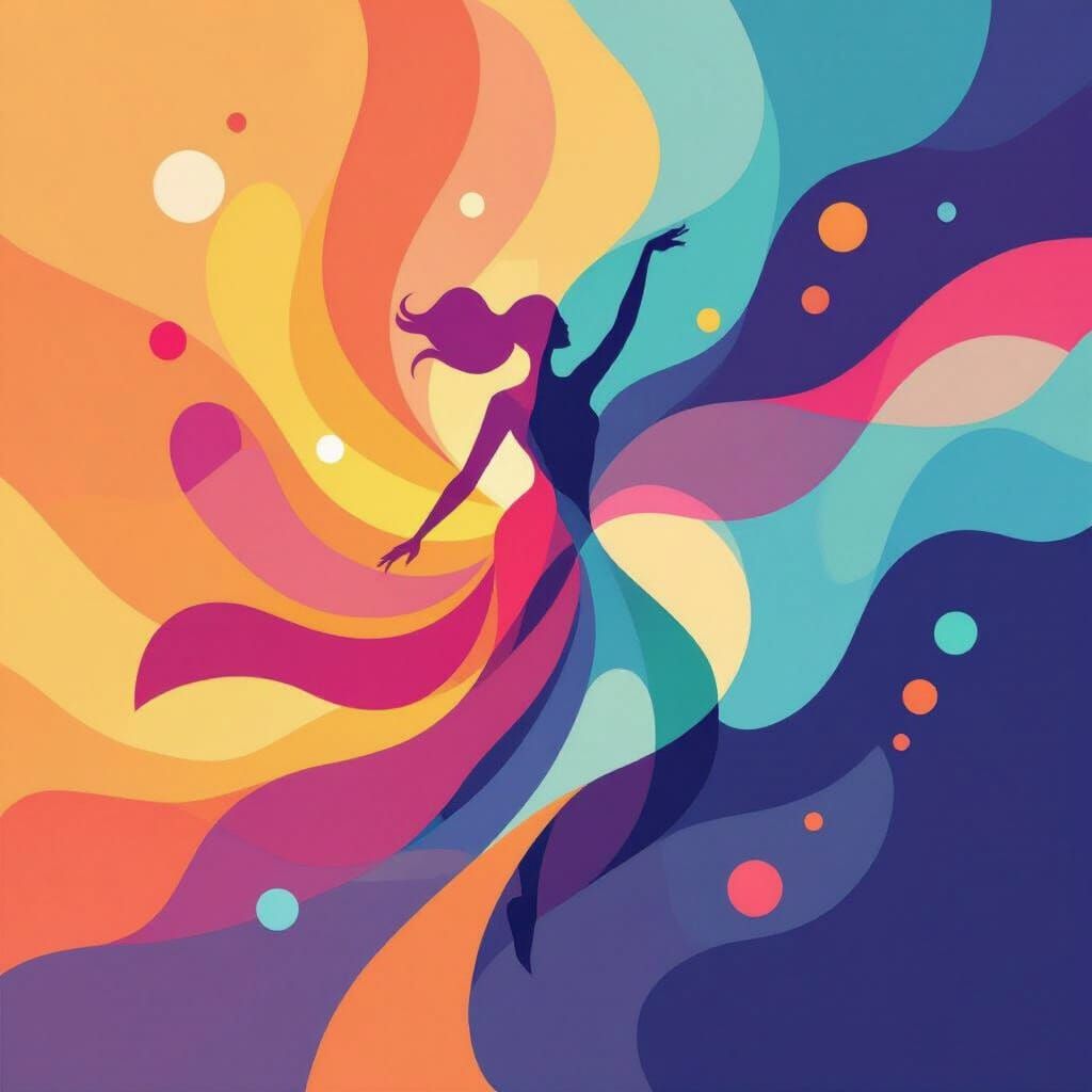 Vibrant Abstract Logo of Dancing Colors