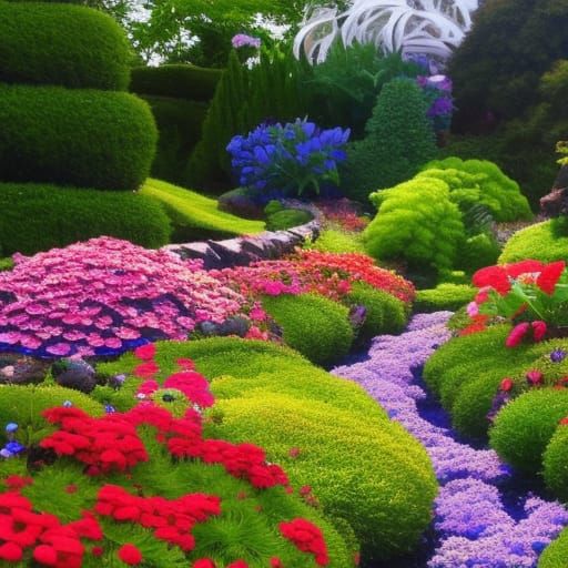 Heavenly Garden Snails in Detailed Anime Painting