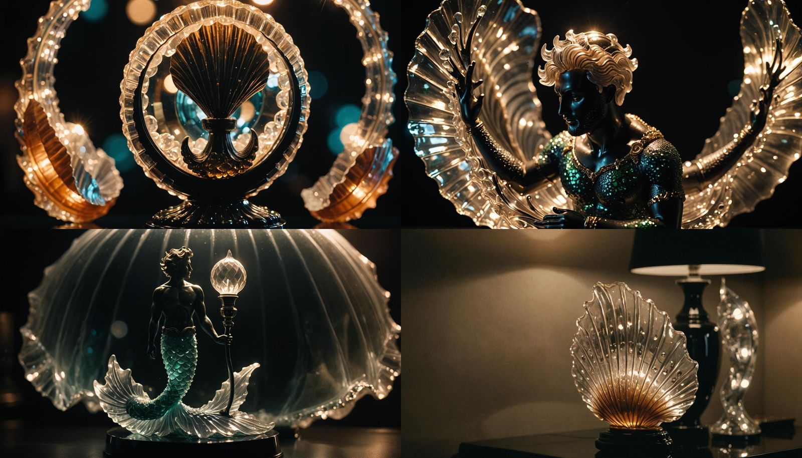 Crystal Merman Lamp with Scallop Shell Shade