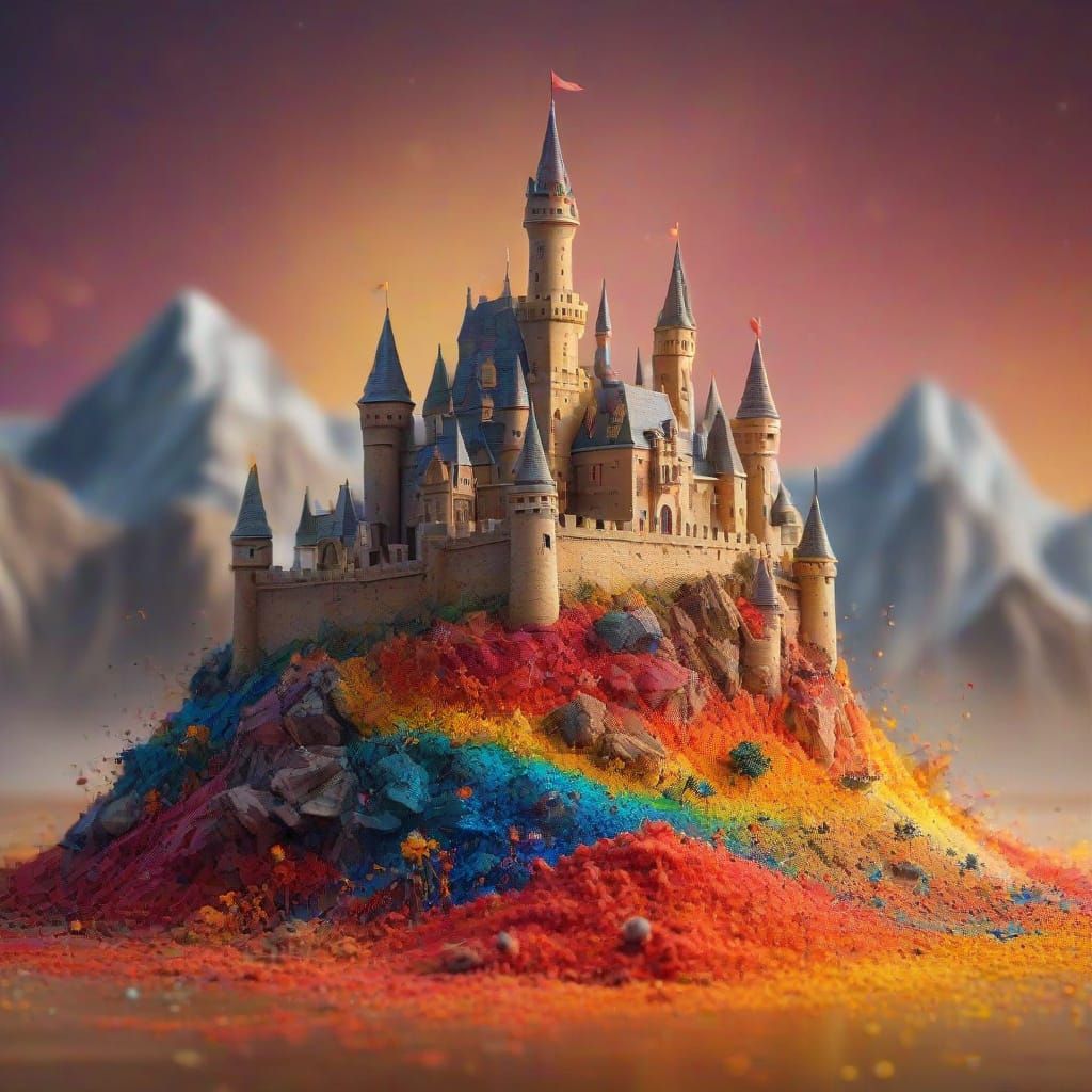 Castle Made of Pencil Shavings in Warm, Vibrant Light
