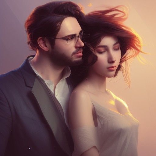 Detailed Portrait of Couple in Dynamic Lighting