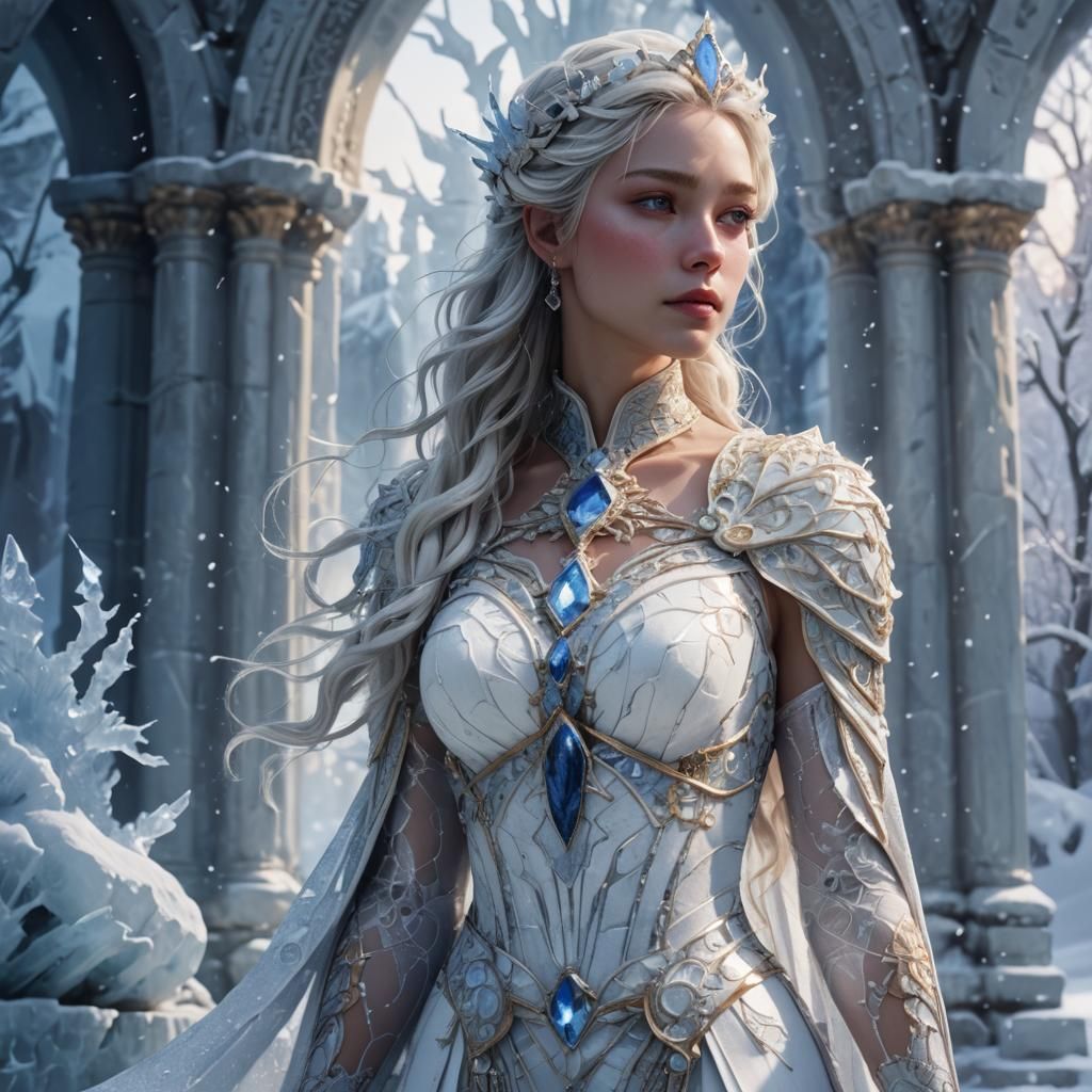 Ice Goddess in Snow Temple: Fantasy Concept Art