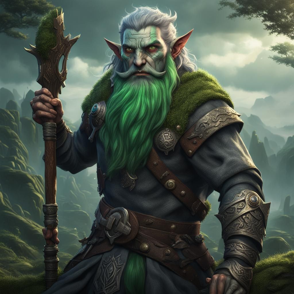 Firbolg Druid with Storm Eyes, Digital Art