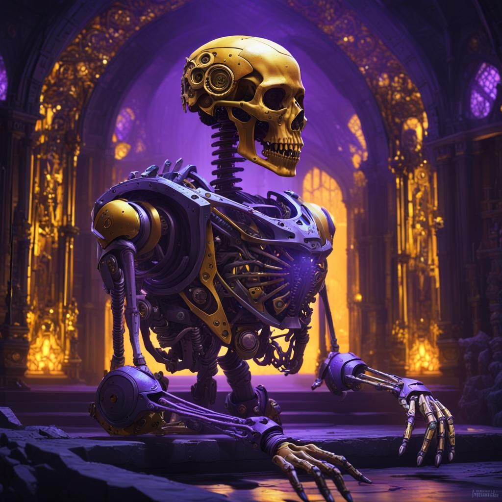 Robot Skeleton in Dark Fantasy Style