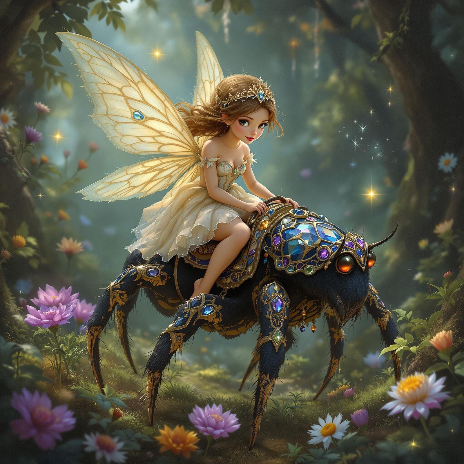 Enchanted Fairy Rides Majestic Spider Companion