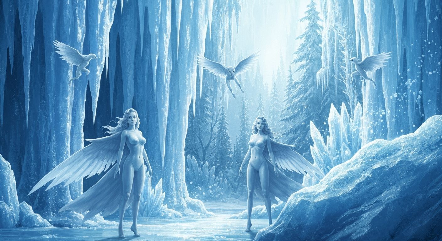 Ethereal Fairies Ice Skating in Crystal Forest