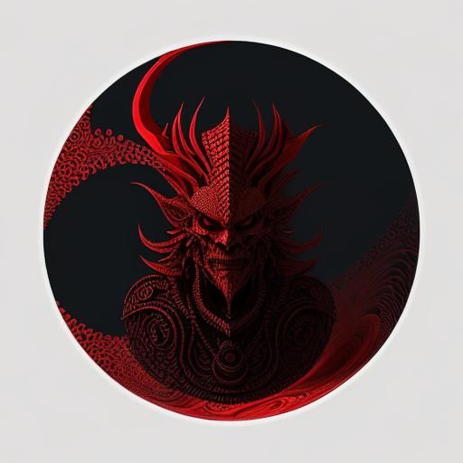 Abstract Red Demon with Fractal Vector Design