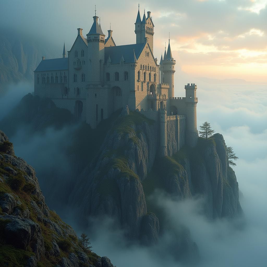 Majestic Ruined Castle in Dreamlike Fantasy Style