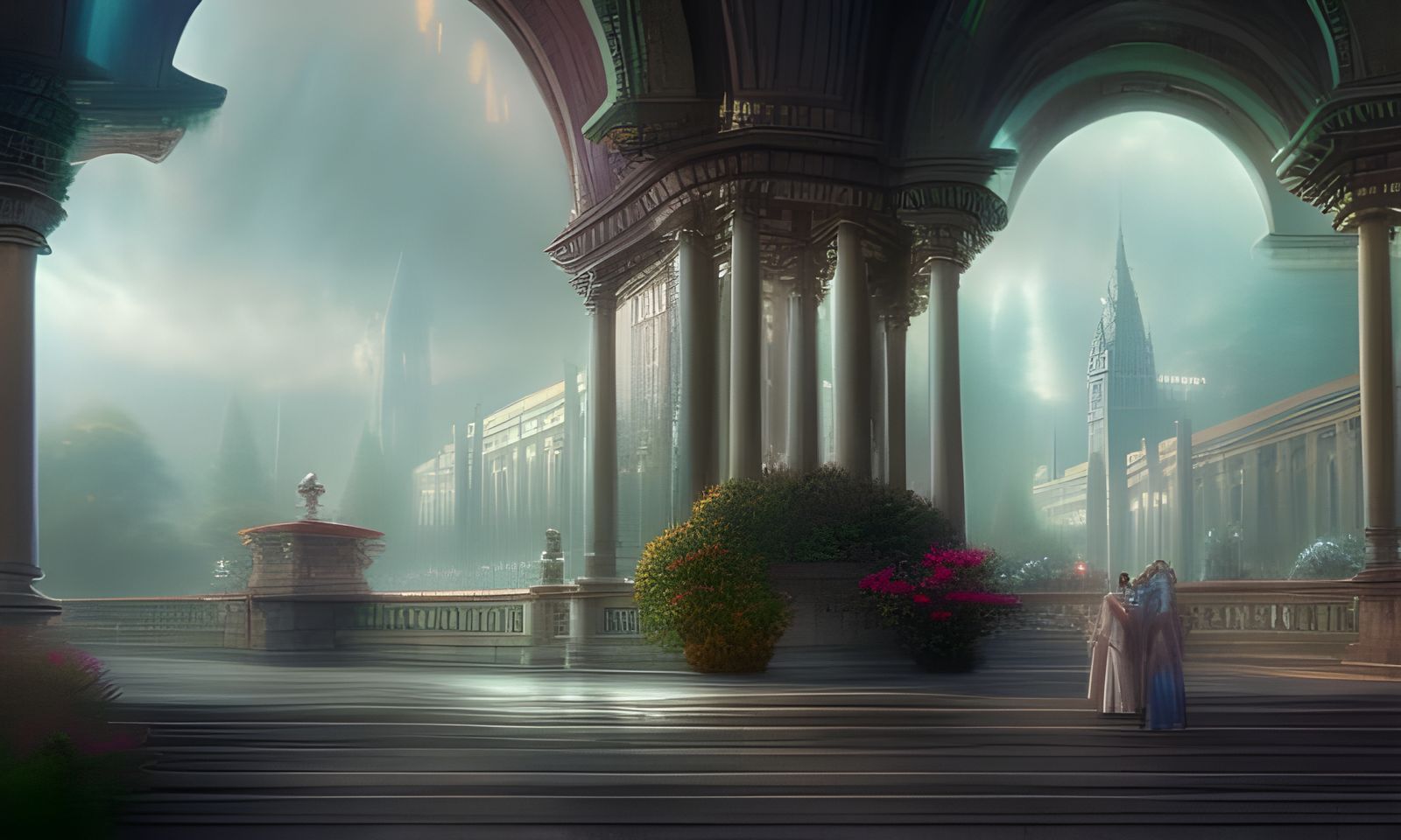 Ethereal Memory Palace in Thomas Kinkade Style