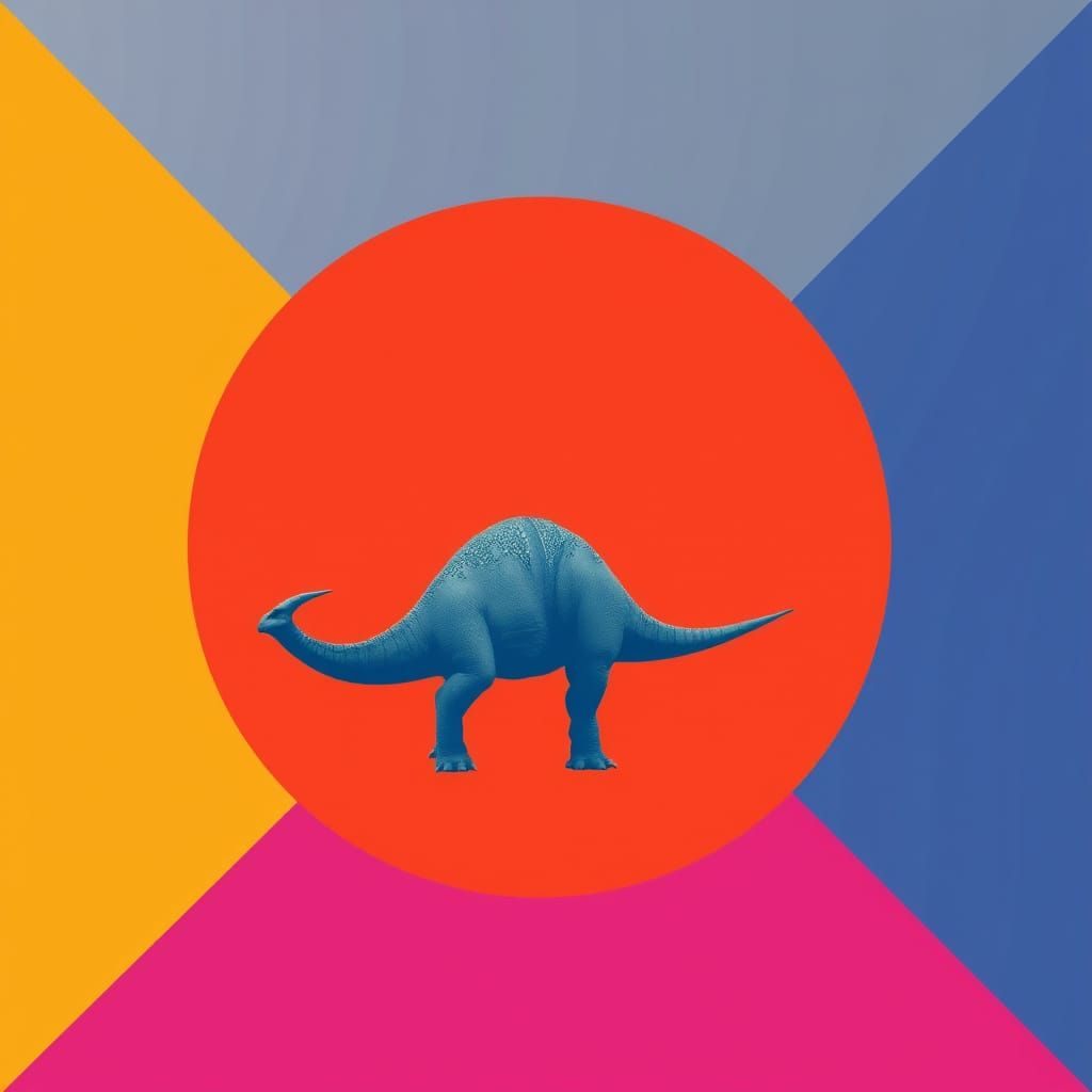 Dinosaur in Pop Art Style Geometric Circle