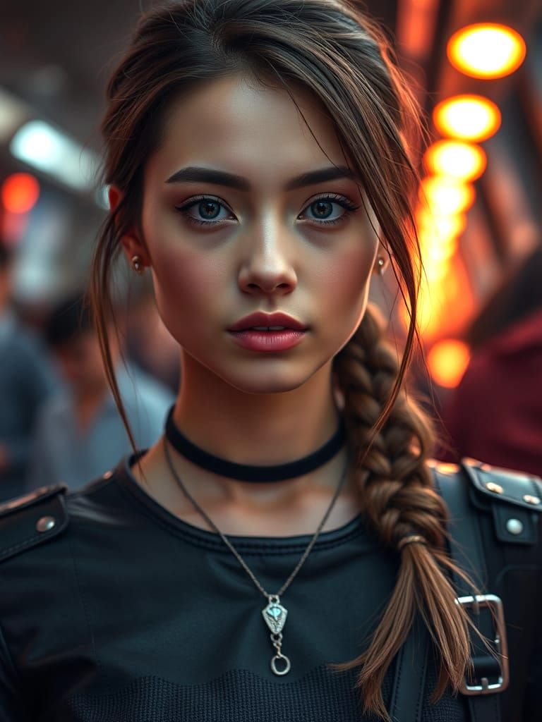 Sensual Woman in Leather & Futuristic Jewelry