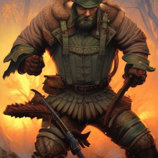 Dynamic Comic Book Art of a Russian Warrior