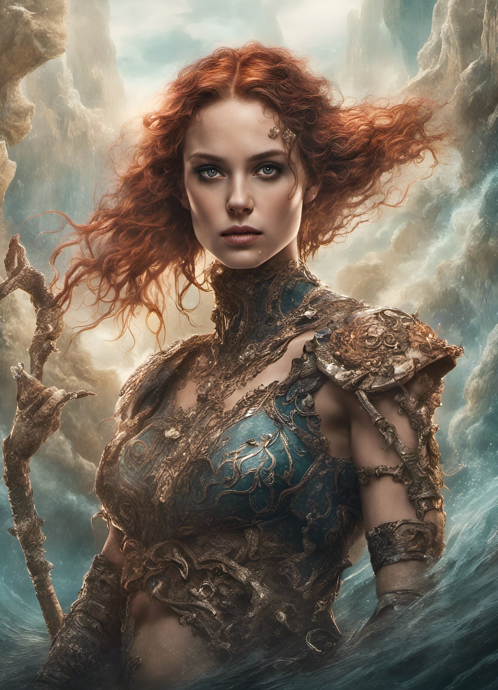 Mermaid Barbarian Portrait in Fantasy Style