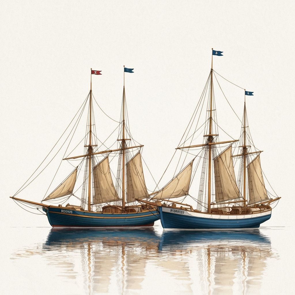 Ketches and Yawls Sailing on a Calm Sea