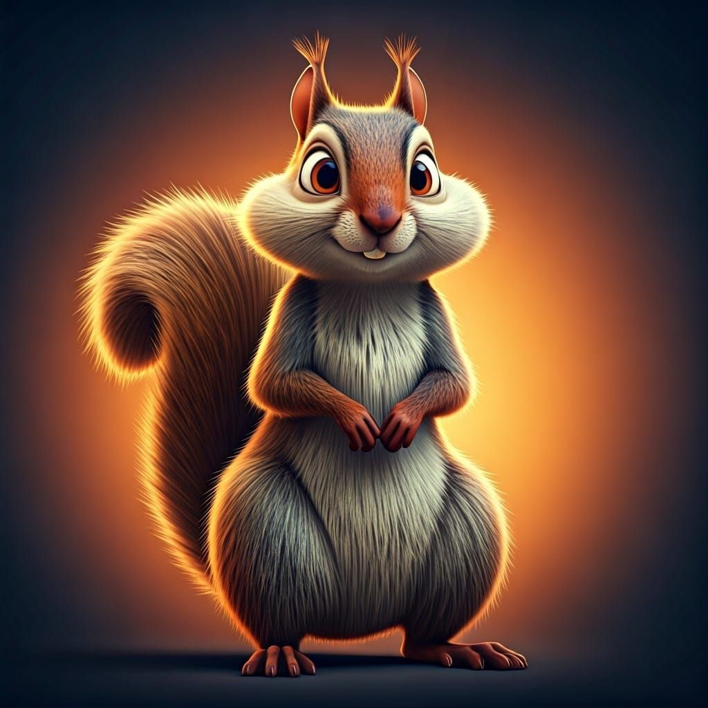 Heroic Squirrel in Pixar-esque 3D Digital Art