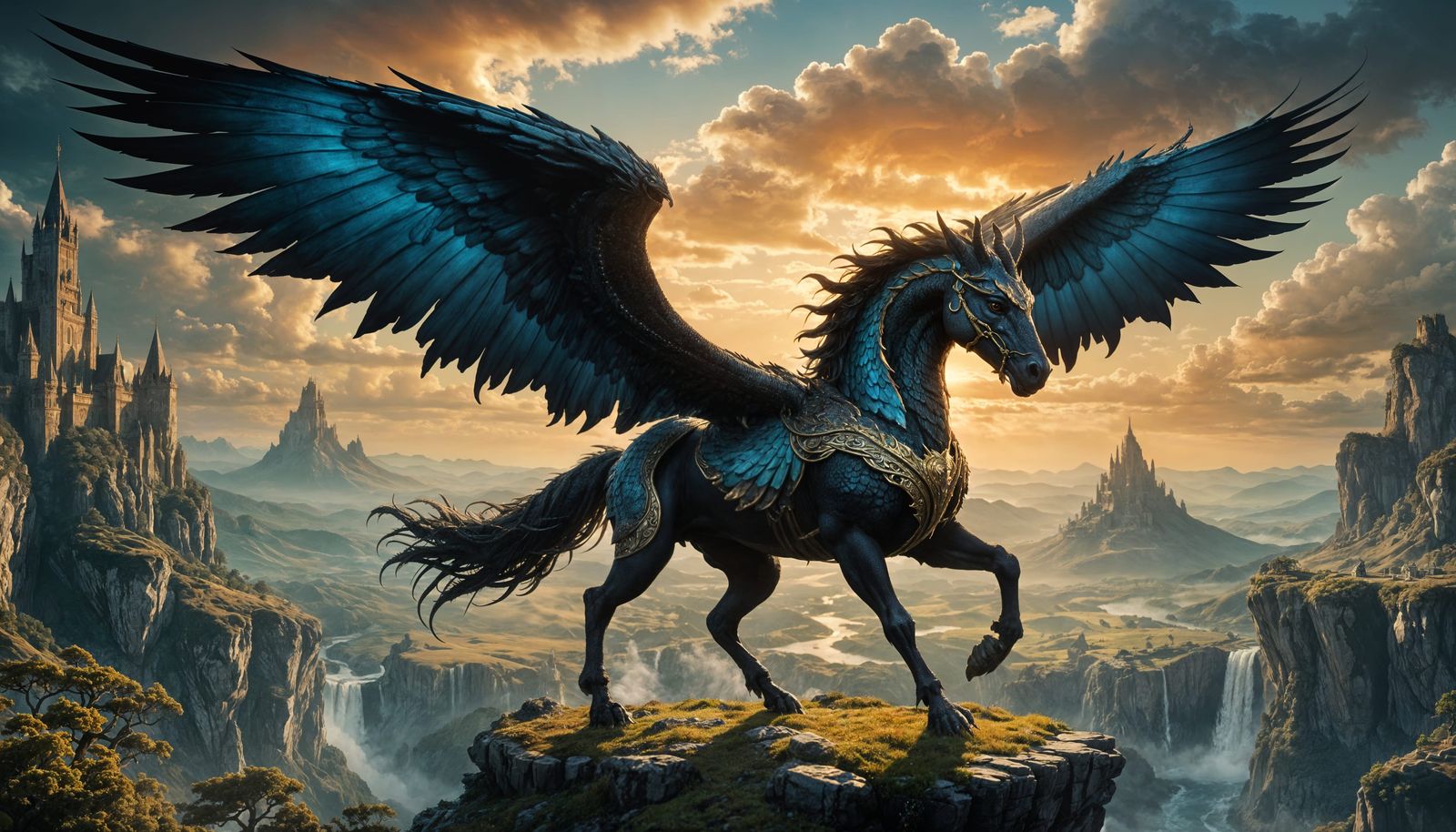 Epic Pegasus Dragon in Digital Matte Painting Style