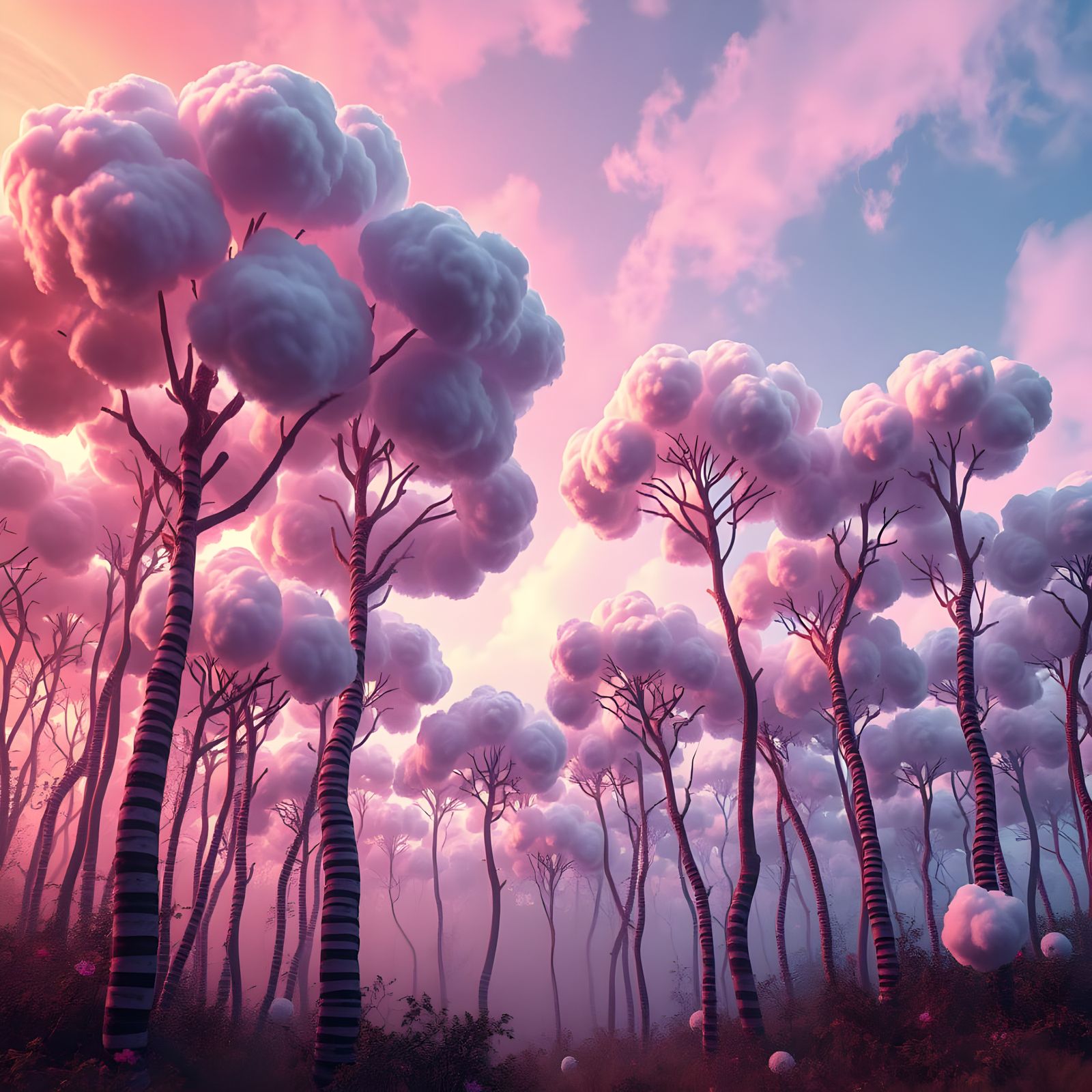 Ethereal Fantastical Forest in Vibrant Colors