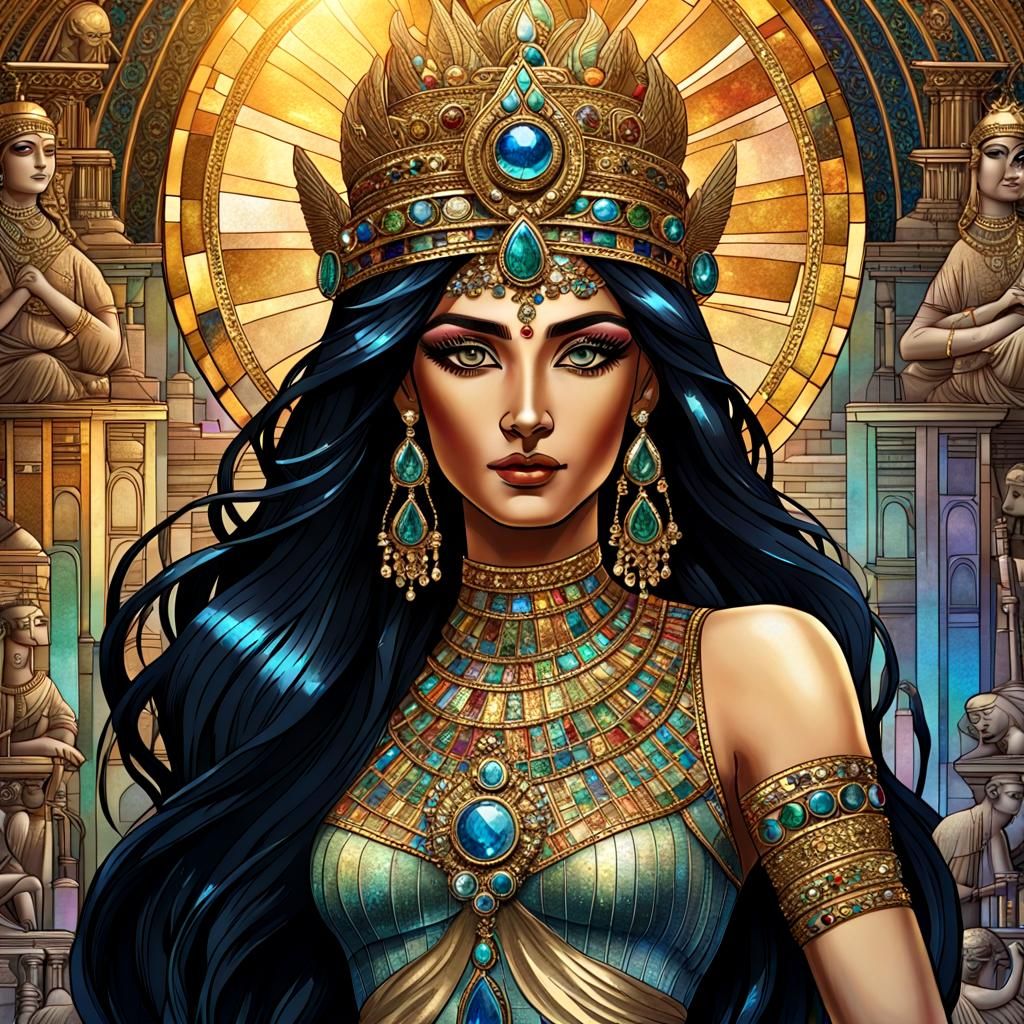 Ancient Sumerian Goddess in Iridescent Splendor