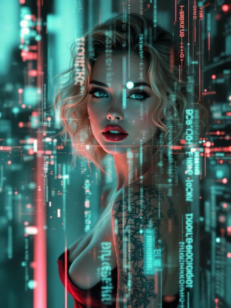 Ryoji Ikeda Glitch Photo with Fractal Overlays