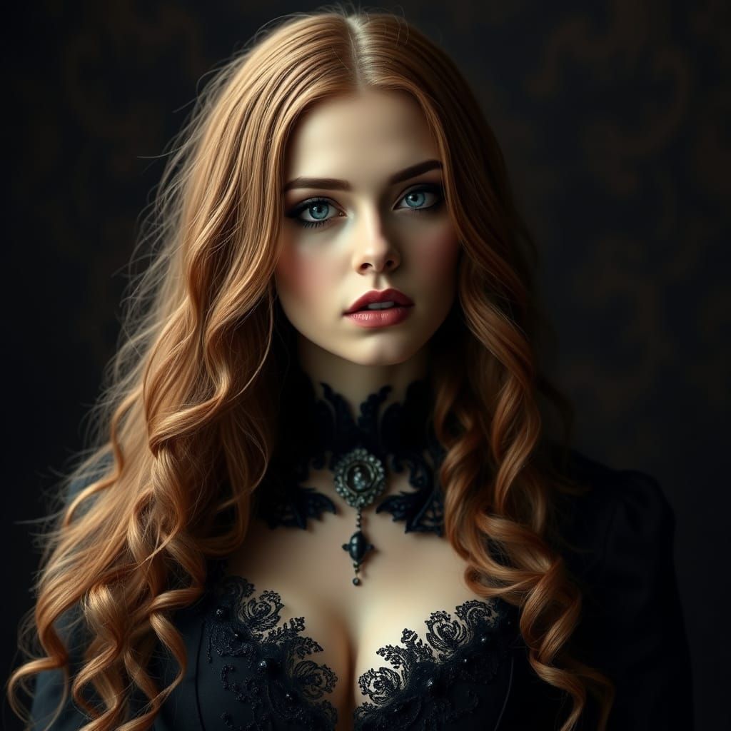 Gothic Woman Portrait in Realistic Style