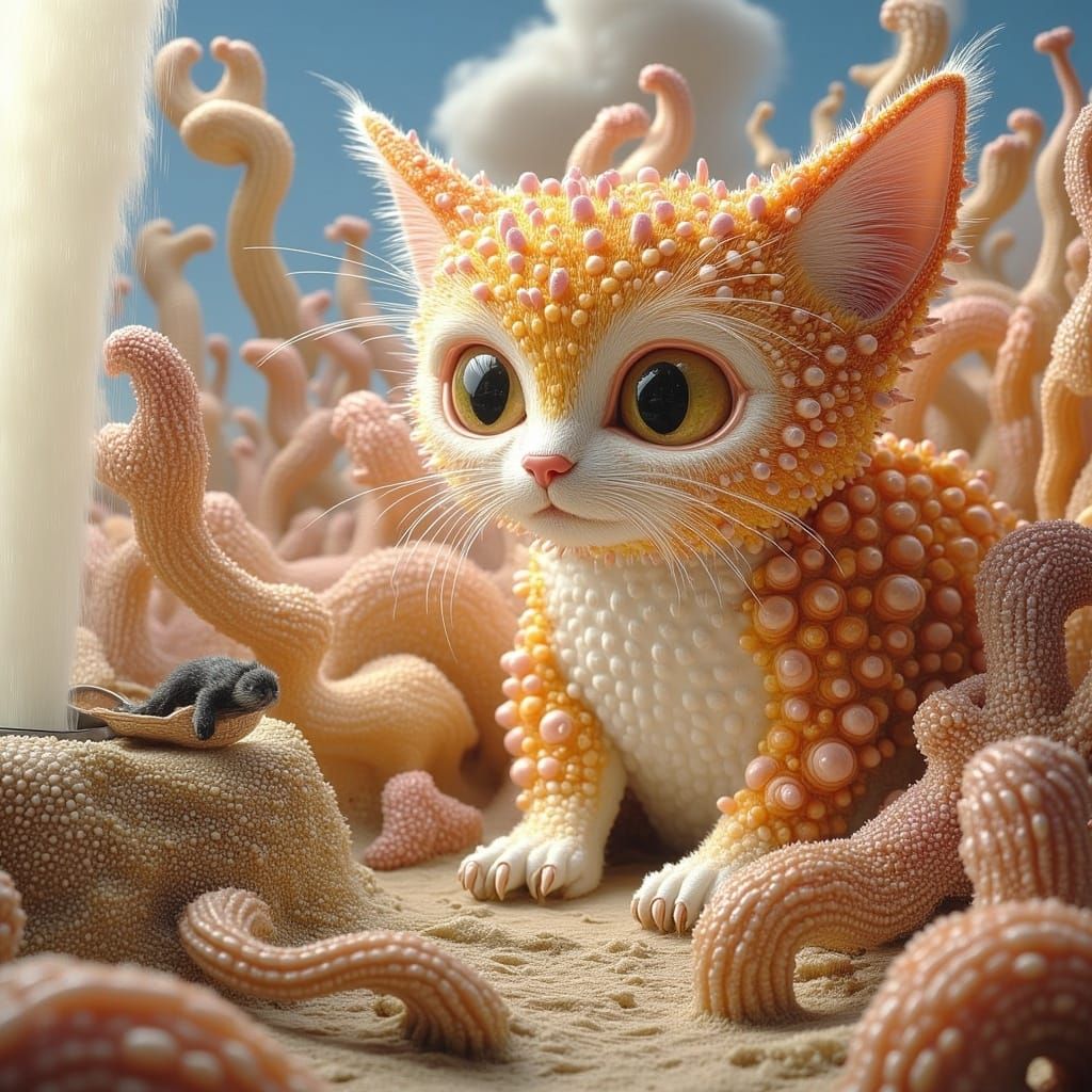 Orange and White Maze Cat Digital Art